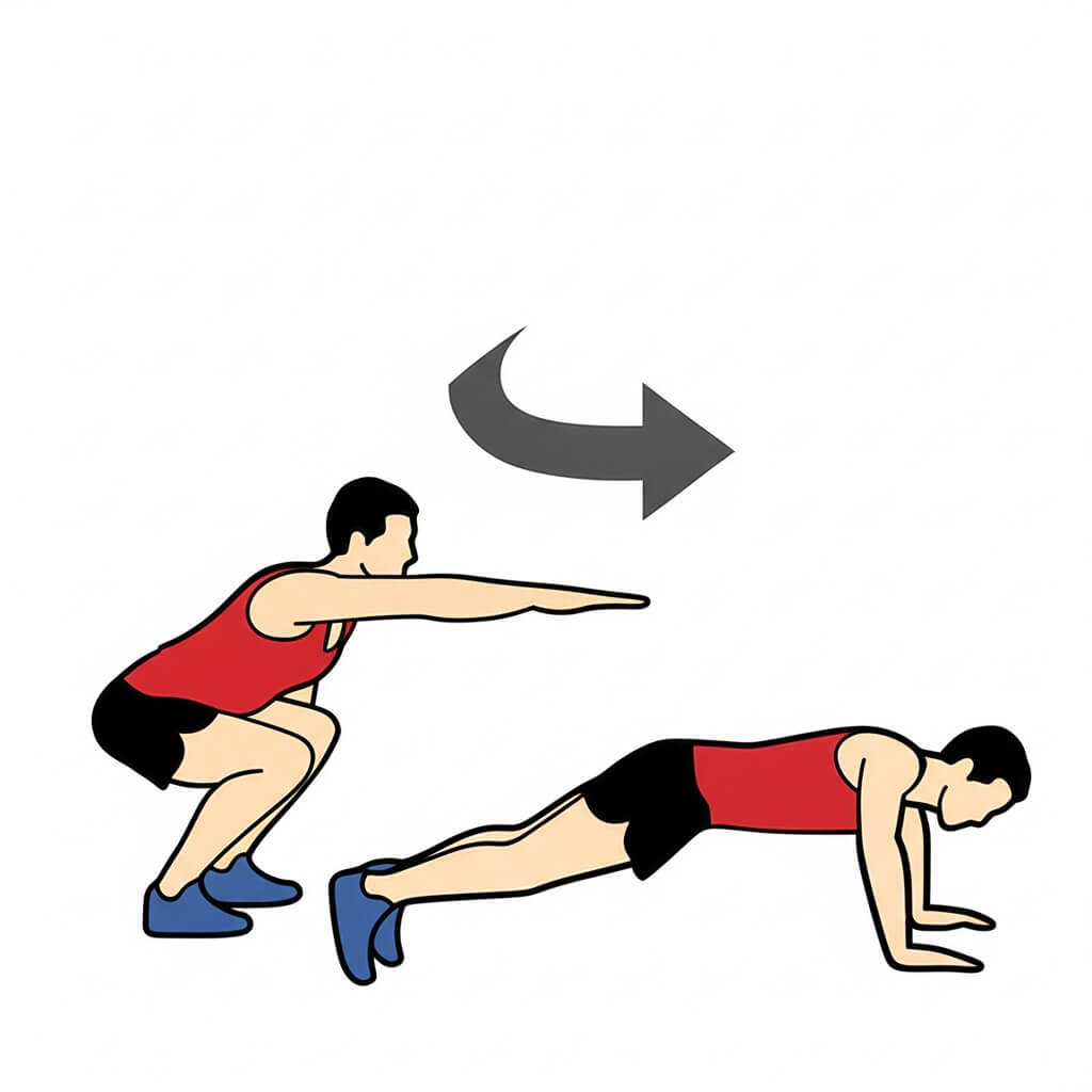 Athlete performing a blast-off push-up