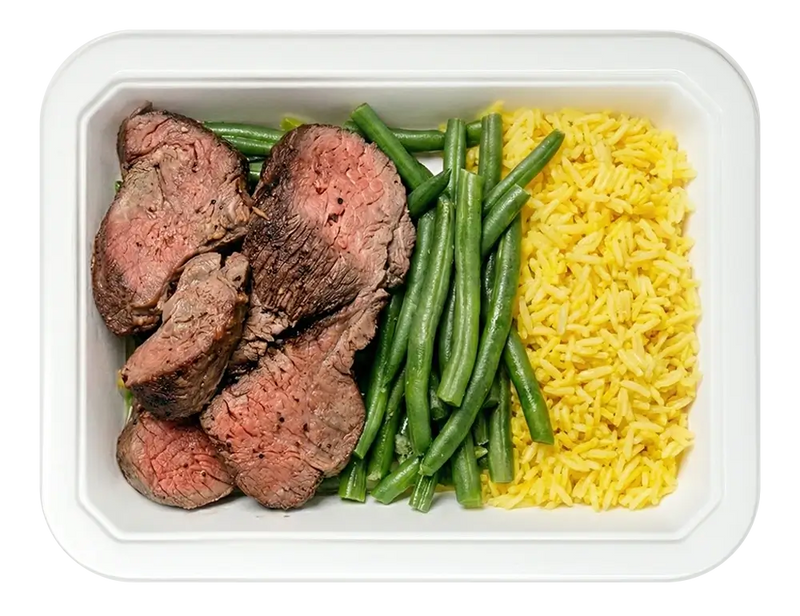 Beef Medallions, Saffron Rice & Green Beans