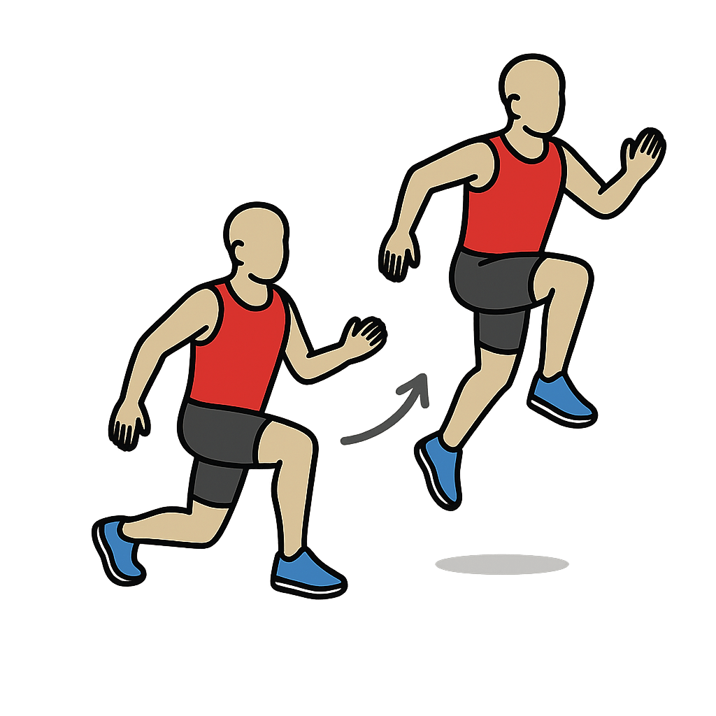 Athlete performing an explosive split squat switch