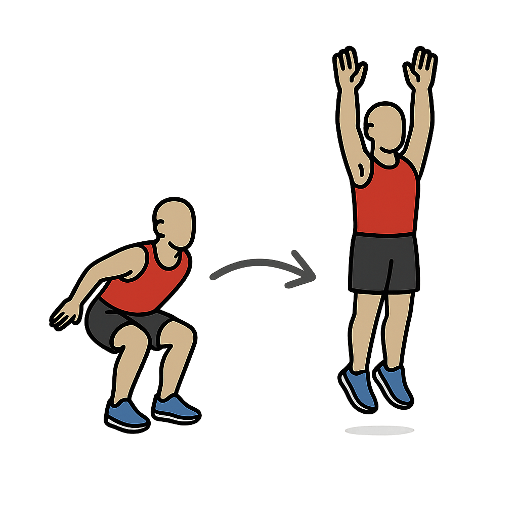 Athlete performing a jump squat
